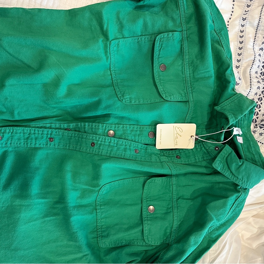 NWT Elan Green Smiley Face Jacket - Picture 2 of 3